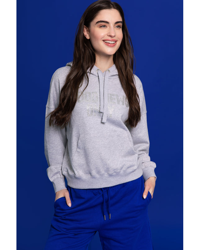 PARADISE HEARTS Good news only hoodie - grau glitzer