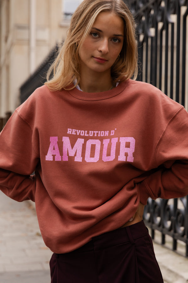 Revolution d'amour Sweatshirt - Rost/ Rosa Glitzer