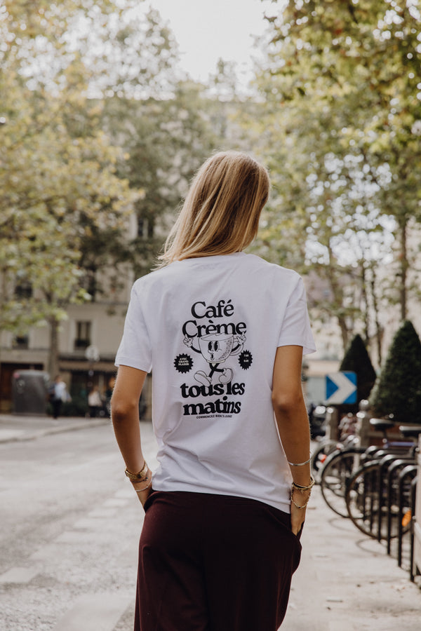 café crème T-Shirt - blanc /noir