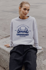 Croissant Sweatshirt - Hellgrau meliert/ navy