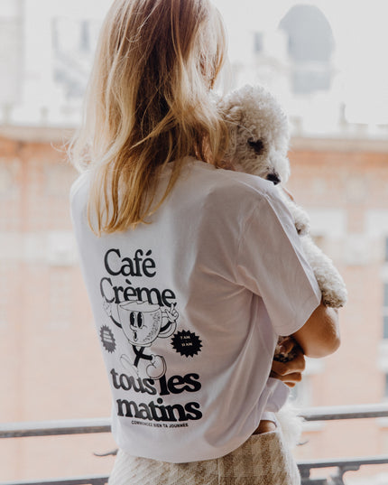 café crème T-Shirt - blanc /noir