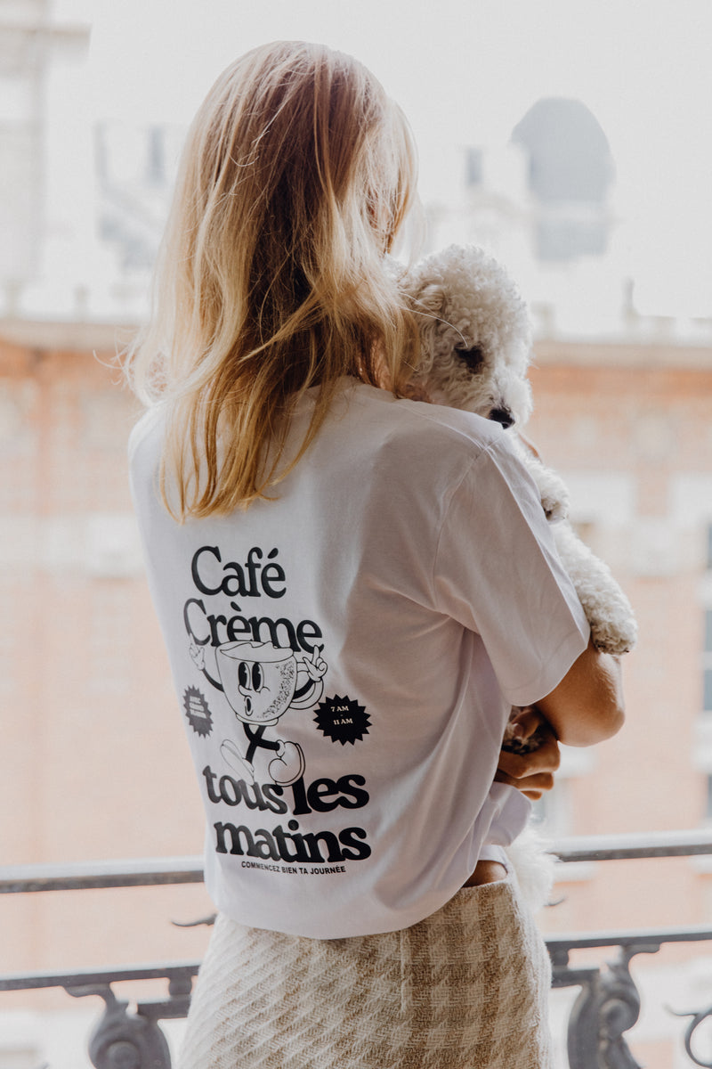 café crème T-Shirt - blanc /noir