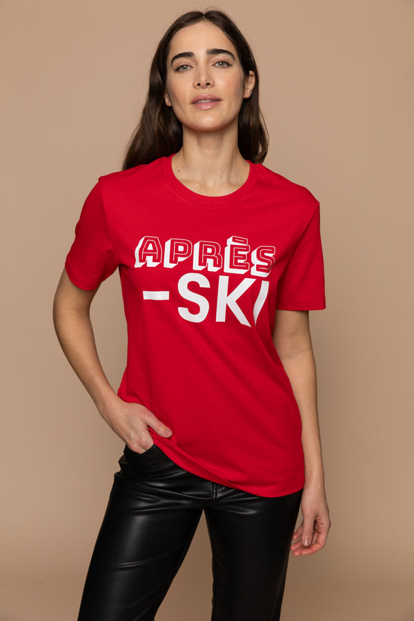 Après-SKI T-Shirt - Rot / Weiß