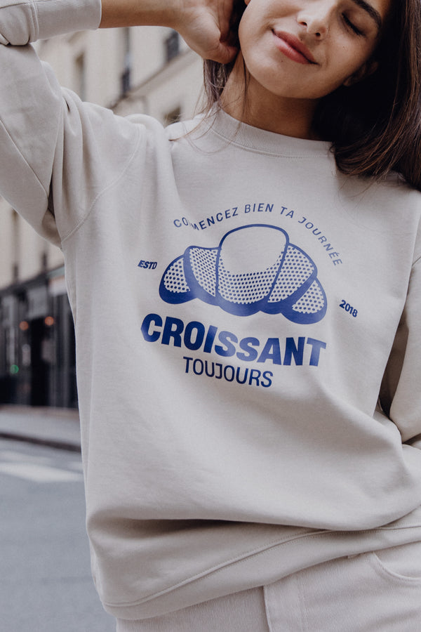 Croissant Sweatshirt - beige / Navy