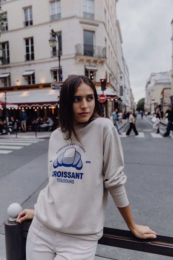 Croissant Sweatshirt - beige / Navy