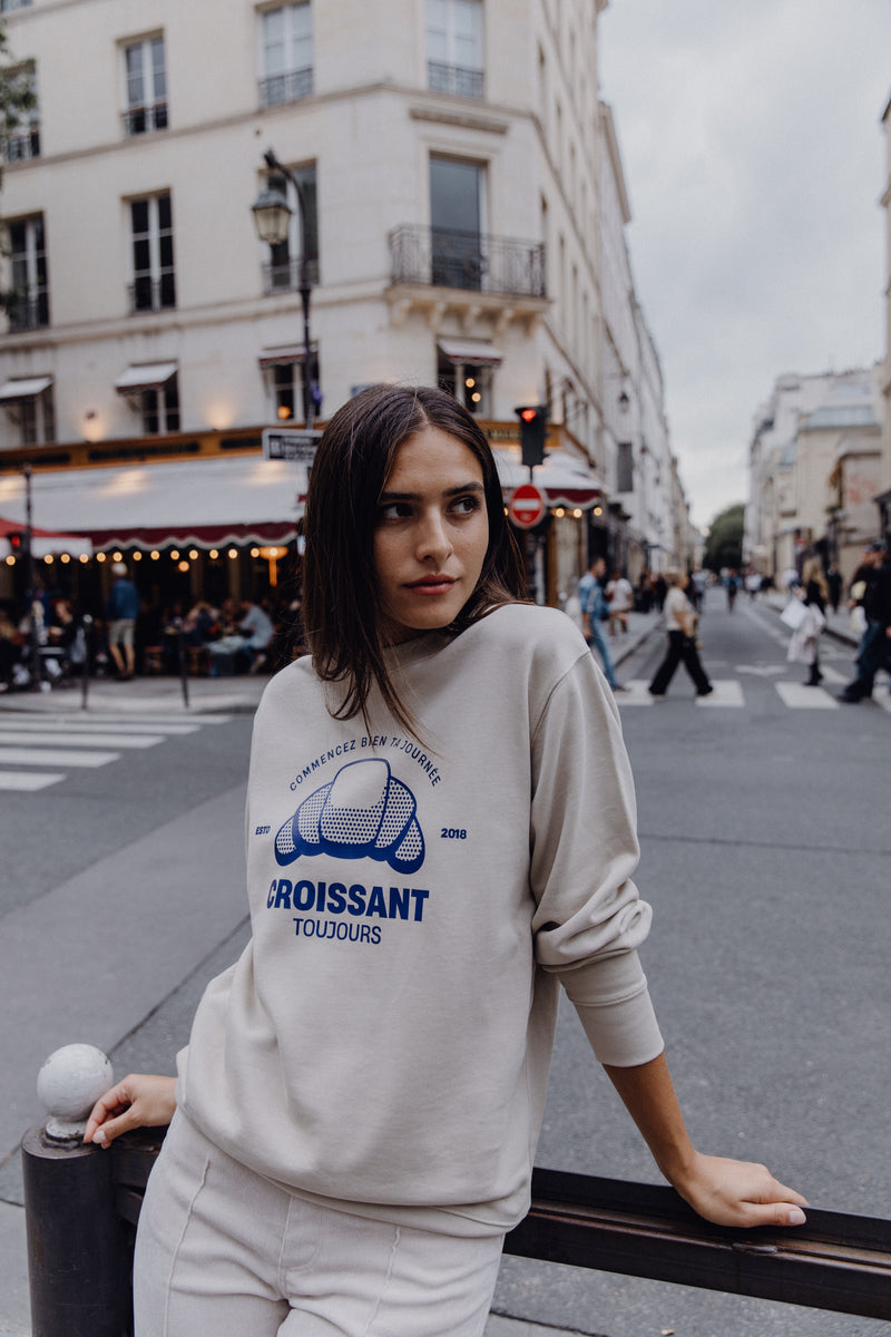 Croissant Sweatshirt - beige / Navy