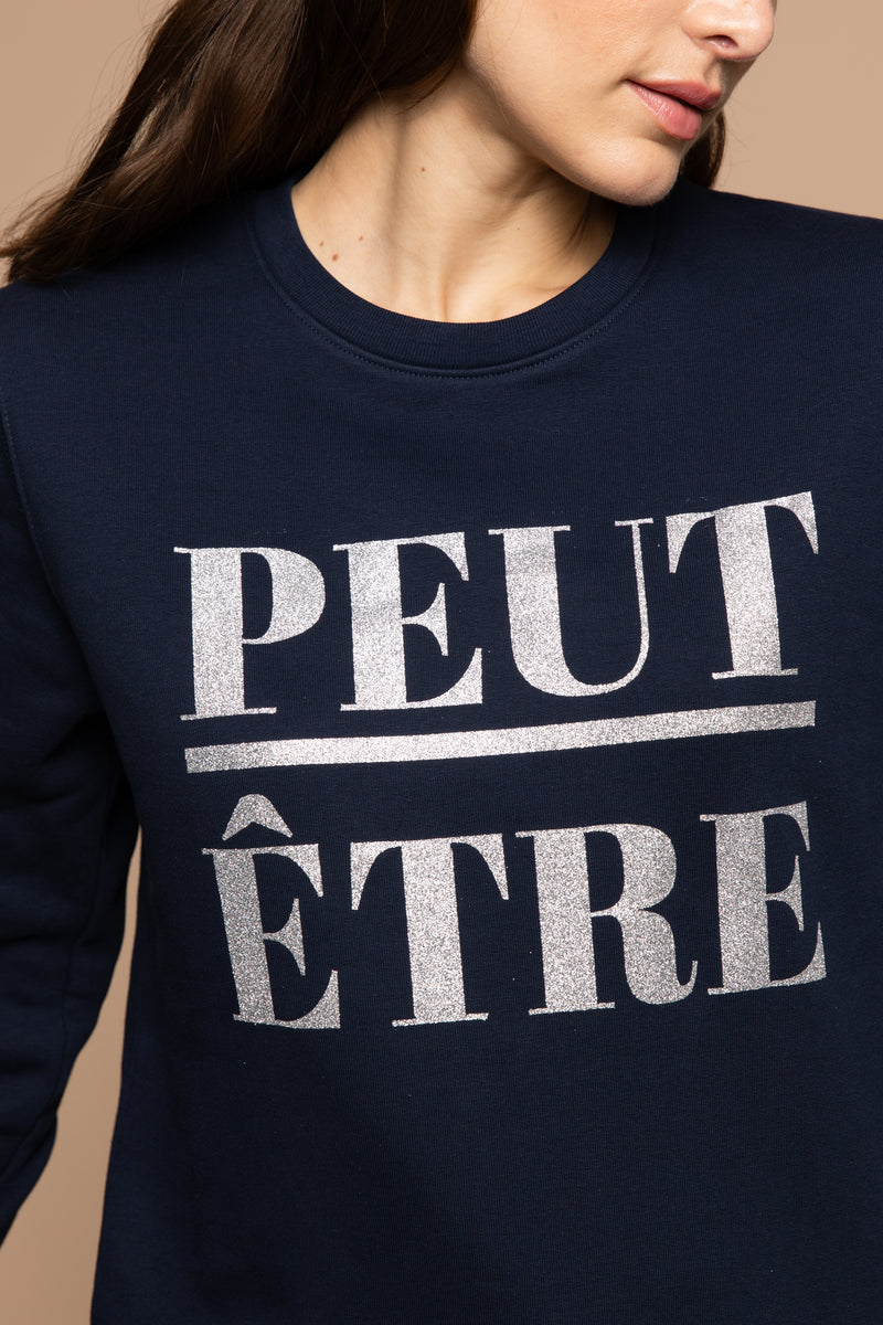 Peut Être Sweatshirt - Dunkelblau / Silber Glitzer