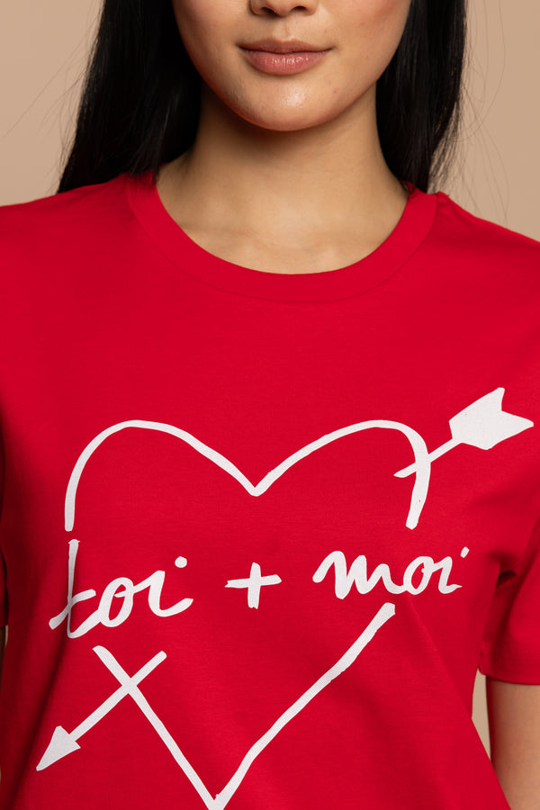 Toi + Moi T-Shirt - Rot / Weiß