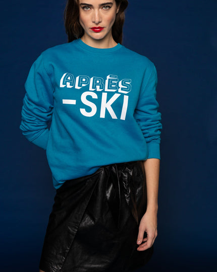 Après-SKI Sweatshirt - Gletscherblau / Weiß