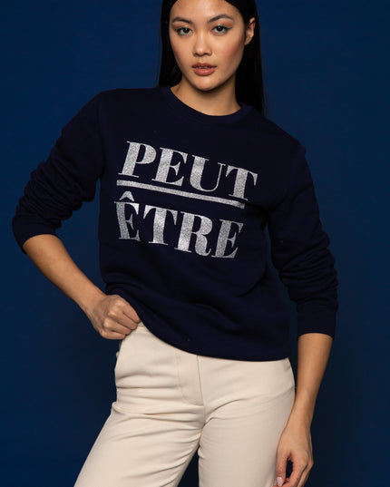 Peut Être Sweatshirt - Dunkelblau / Silber Glitzer