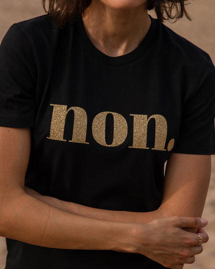 Non. T-Shirt - Schwarz / Gold Glitzer