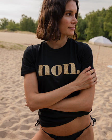 Non. T-Shirt - Schwarz / Gold Glitzer