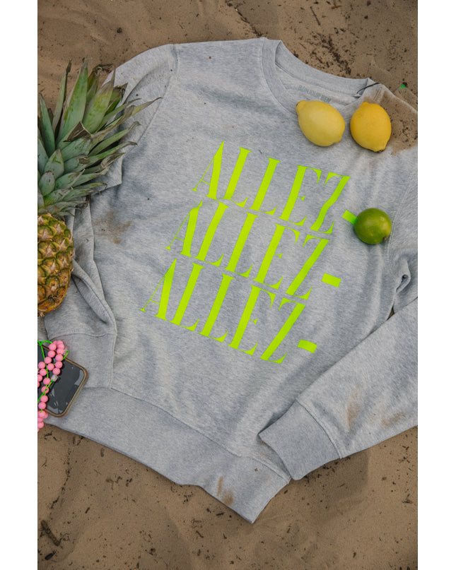 Allez Allez Allez Sweatshirt - Hellgrau/Neon Gelb