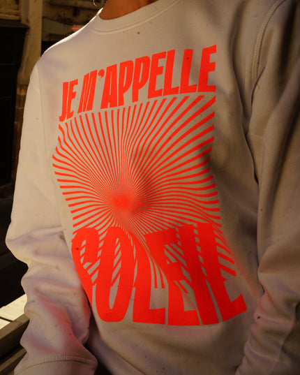 Je m'appelle Soleil Sweatshirt - Weiß/Neon Orange