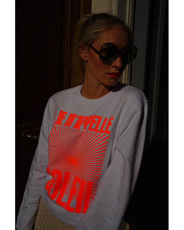 Je m'appelle Soleil Sweatshirt - Weiß/Neon Orange