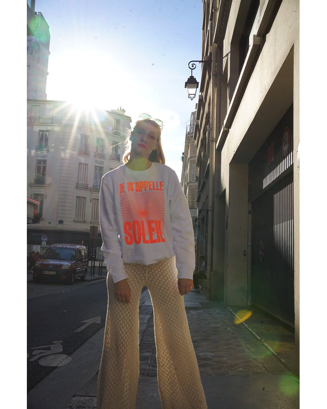 Je m'appelle Soleil Sweatshirt - Weiß/Neon Orange