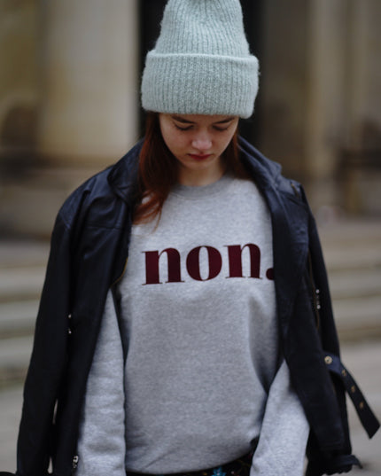 Non. Sweatshirt - Grau/Weinrot