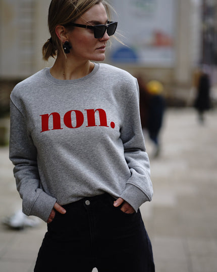 Non. Sweatshirt - Grau/Rot