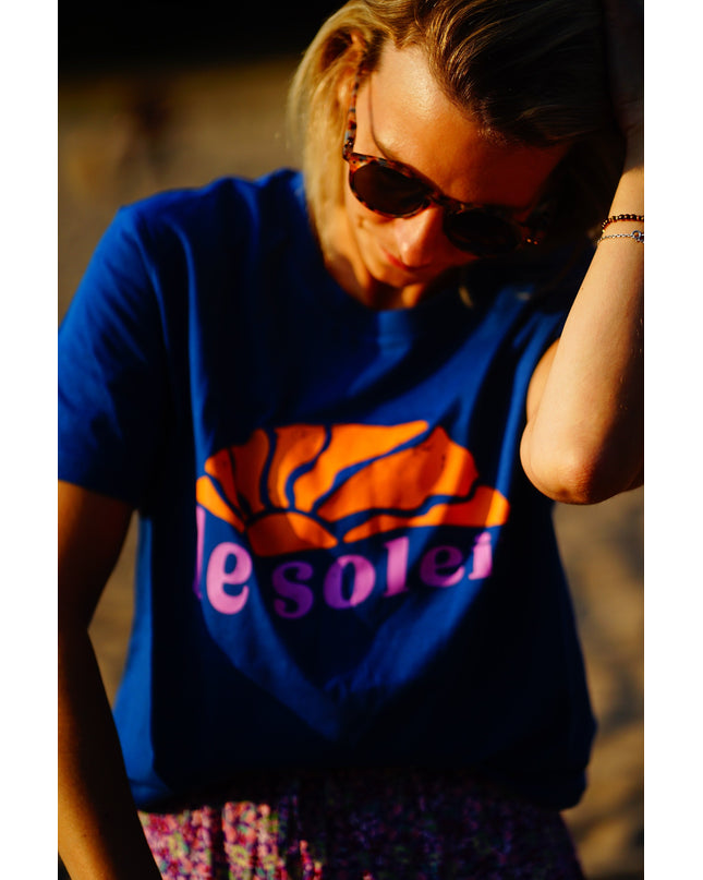 Le Soleil T-Shirt - Blau, Gelb & Flieder