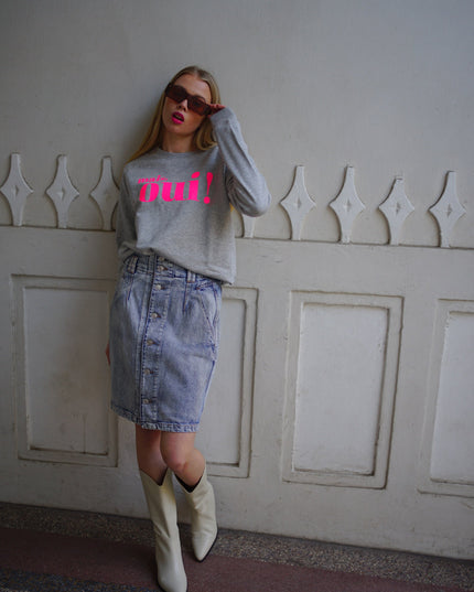 Mais, Oui! Sweatshirt - Grau/Neon Pink