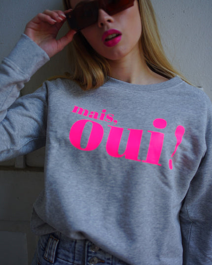 Mais, Oui! Sweatshirt - Grau/Neon Pink