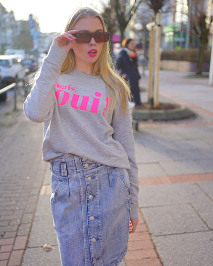 Mais, Oui! Sweatshirt - Grau/Neon Pink