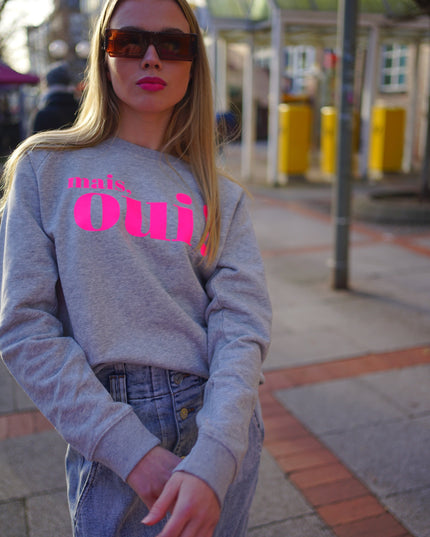 Mais, Oui! Sweatshirt - Grau/Neon Pink