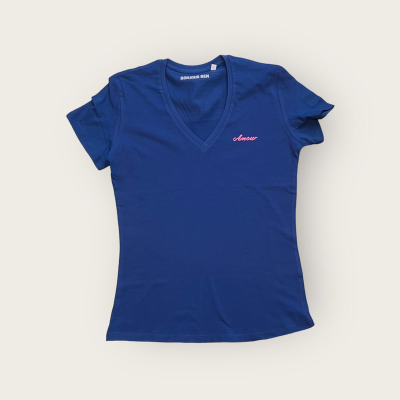 Amour T-Shirt - Blau / Neon pink