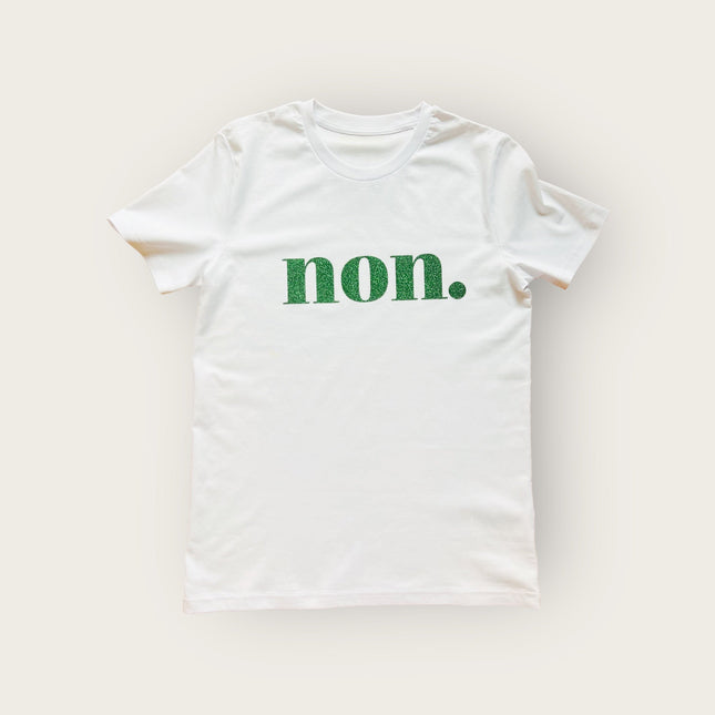 Non. T-Shirt - Weiß / Glitzer Grün