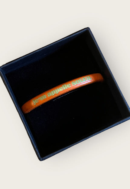 Lederarmband Je`m appelle soleil - Orange/Grün