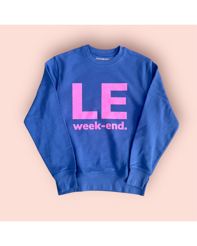 Le Week-End Sweatshirt - Veilchenblau/Glitzer Pink