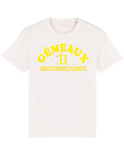 Sternzeichen T-Shirt Zwilling - Weiß/Gelb