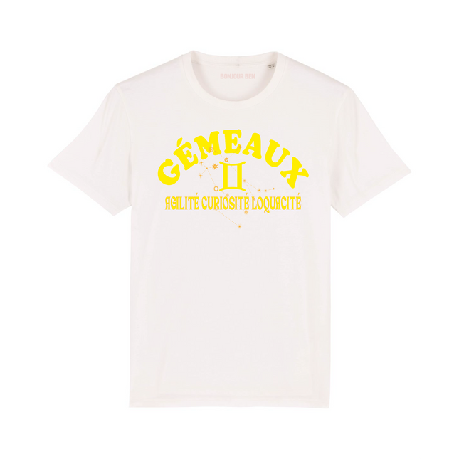 Sternzeichen T-Shirt Zwilling - Weiß/Gelb