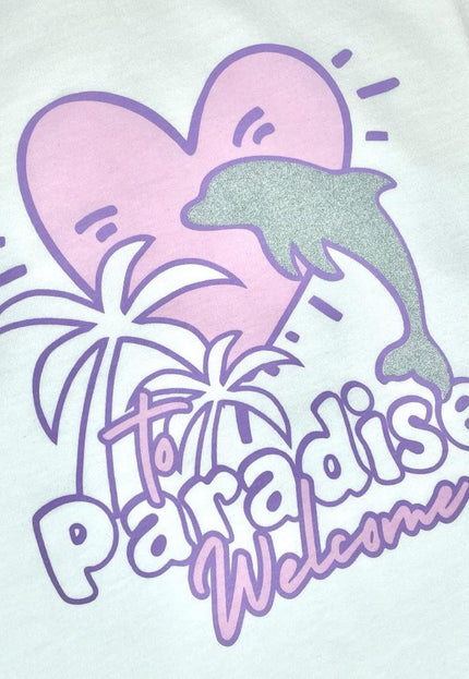 PARADISE HEARTS paradise T-Shirt - weiß / Glitzer