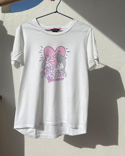 PARADISE HEARTS paradise T-Shirt - weiß / Glitzer