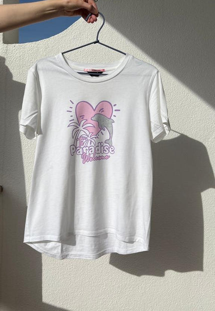 PARADISE HEARTS paradise T-Shirt - weiß / Glitzer