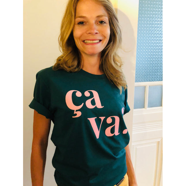 Ça va? T-Shirt - Grün/Rosa