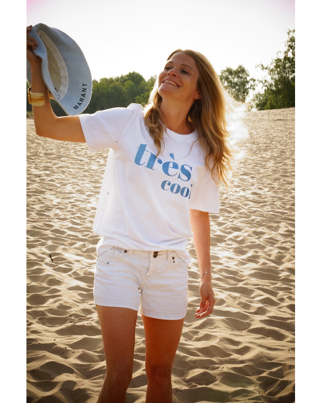 Très Cool T-Shirt - Weiß/Glitzer Blau