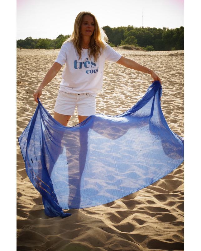 Très Cool T-Shirt - Weiß/Glitzer Blau