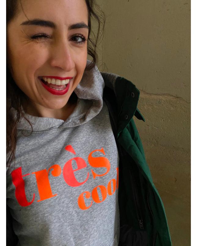 Très Cool Hoodie - Hellgrau/Neon Orange