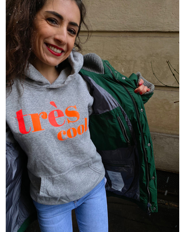 Très Cool Hoodie - Hellgrau/Neon Orange