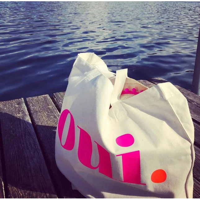 Oui. - Non. Baumwolltasche - Beige/Neon