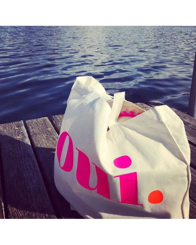 Oui. - Non. Baumwolltasche - Beige/Neon