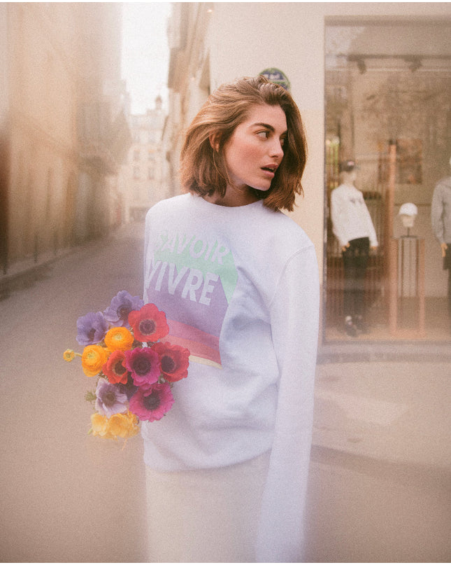 Savoir Vivre Sweatshirt - Weiß/Pastell