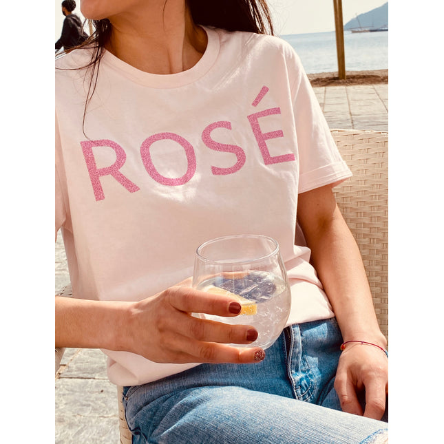 Rosé T-Shirt - Rosa/Glitzer