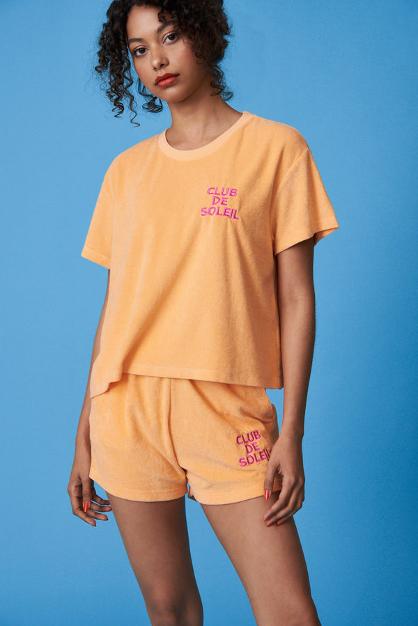 Club de Soleil T-Shirt aus Frottee - Orange/Pink
