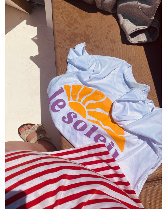 Le Soleil T-Shirt - Weiß /Orange & Lila