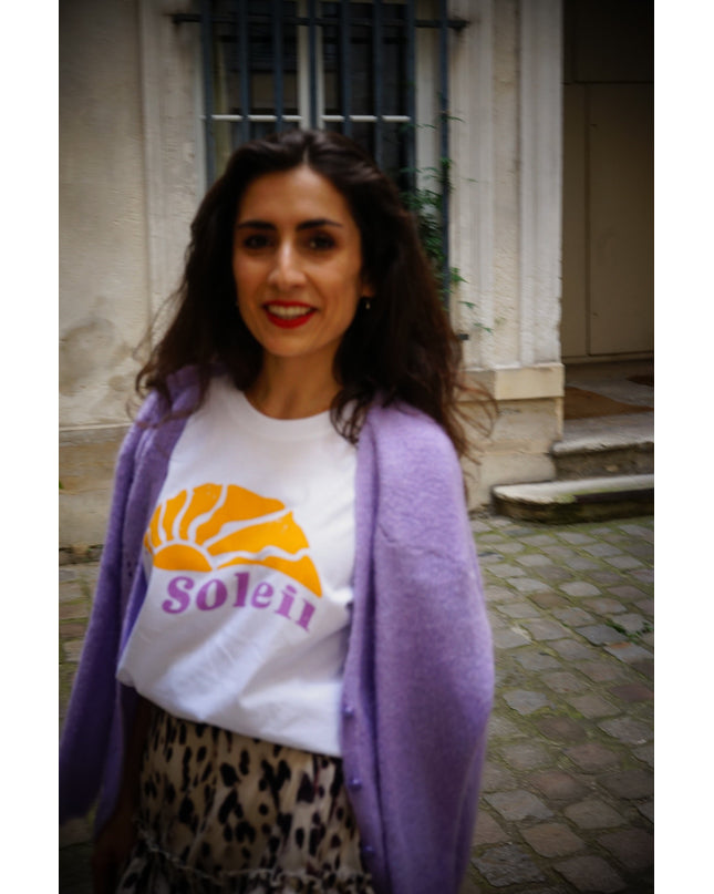 Le Soleil T-Shirt - Weiß /Orange & Lila