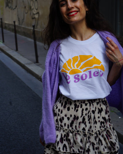 Le Soleil T-Shirt - Weiß /Orange & Lila