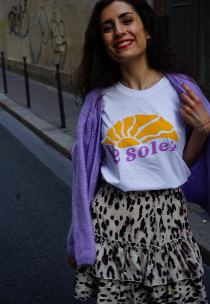 Le Soleil T-Shirt - Weiß /Orange & Lila